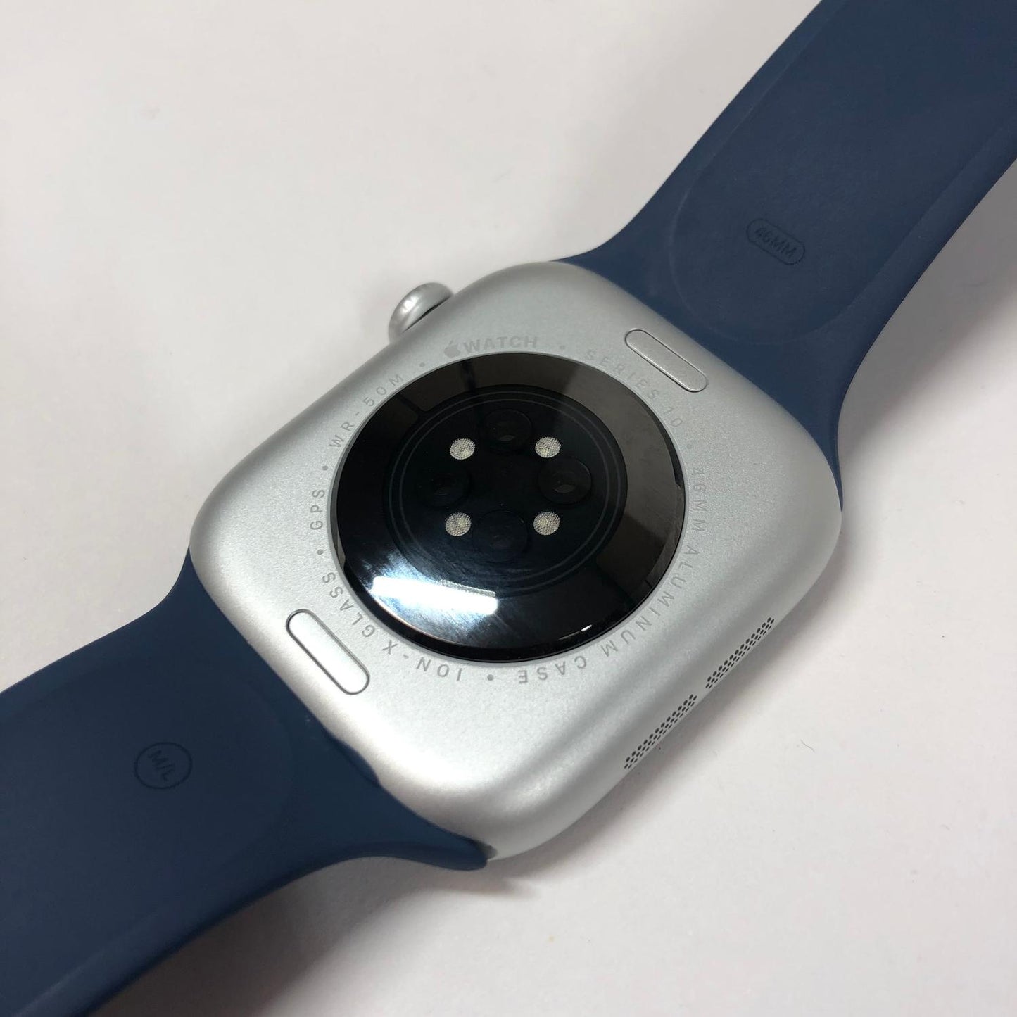 GPS Only Apple Watch Series 10 46MM Silver Aluminum Deep Navy Sport Band