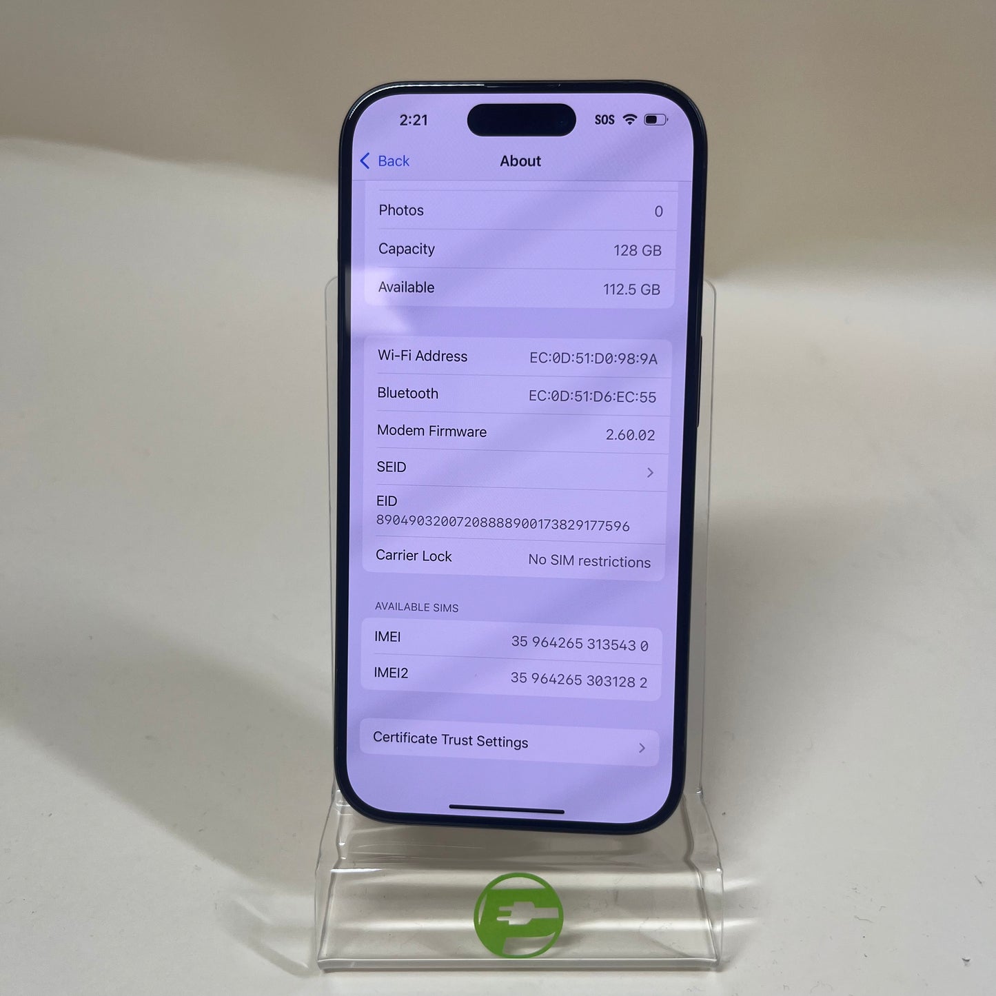 Unlocked Apple iPhone 15 Pro 128GB Black MTQM3LL/A