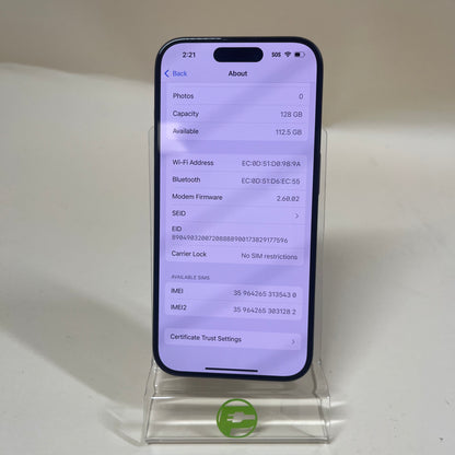 Unlocked Apple iPhone 15 Pro 128GB Black MTQM3LL/A