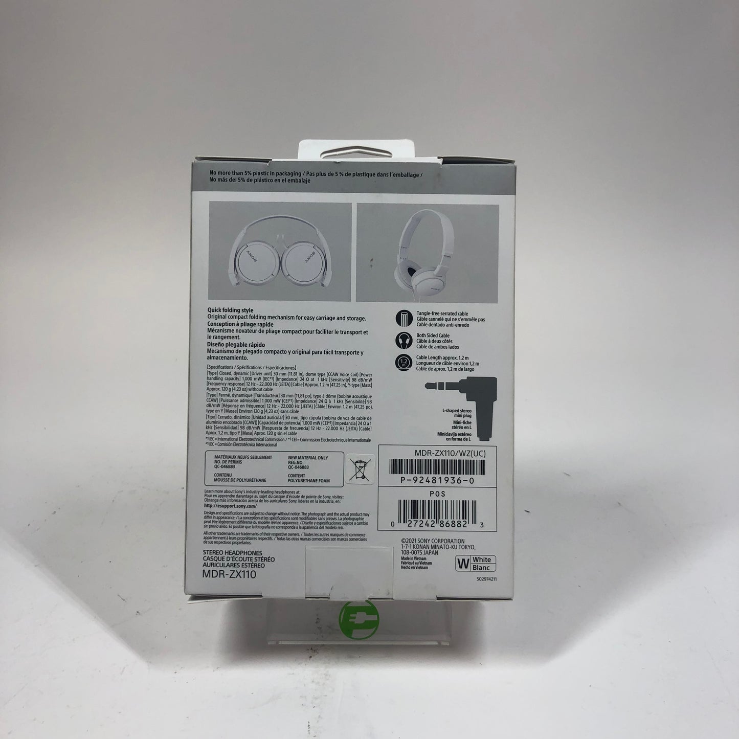 New Sony mdr0zx110 Wired Over-Ear Headphones White MDR-ZX110